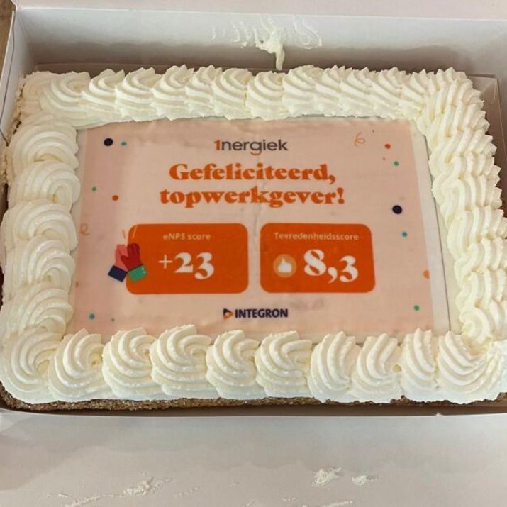 Taart voor score medewerkerstevredenheidsonderzoek